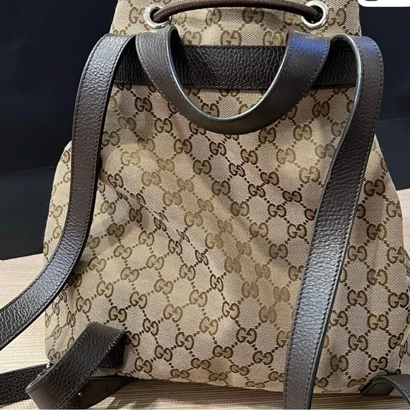 Gucci Tan and Brown Monogram Backpack - Picture 10 of 13